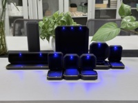 Boîte à bijoux LED octogonale à bords dorés pour vente en gros, pour bagues, boucles d'oreilles, pendentifs, colliers, bracelets et ensembles de bijoux