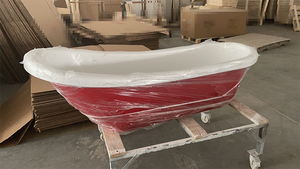 Lossy Red REE tantanding Room athroom Law Foot crycrylic tub athtub For dult ooaking elaelax elaathtub ITH - Product Image 3