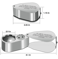 40X Jewelry Loupe Magnifying Glass UV LED Light Pocket Folding Magnifier Metal for Stamps Rock Collection Close Range Work