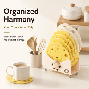 Cute Cheese <b>Silicone</b> <b>Trivet</b> Mat 5mm Heavy Duty Heat Resistant 299C Non Stick Pot Holder Coaster Kitchen Countertop Protector - Product Image 1