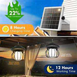 Lampada Solare a Sospensione IP65 Piccola <span class=keywords><strong>per</strong></span> Giardino, Illuminazione Interna ed Esterna con Cavo da 5m <span class=keywords><strong>per</strong></span> Cortile, <span class=keywords><strong>Balcone</strong></span>, Corridoio - Product Image 4