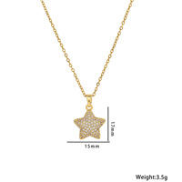 Haute qualité pentagramme collier pendentif en acier inoxydable diamant 18K plaqué or Zircon mode bijoux collier chaîne pour les femmes