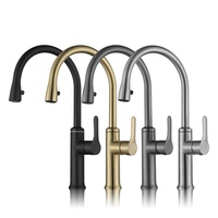 Robinet de cuisine monocommande monotrou en acier inoxydable 304 brossé moderne avec douchette extractible et cartouche céramique, garantie 5 ans