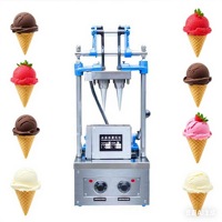 Machine à cornets de crème glacée double tête, type presse, pour cornets en forme d'œuf, gaufres, cornets torche et coupes à fleurs