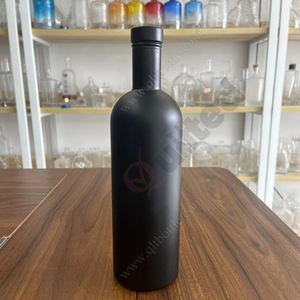 Botellas de Vidrio de 500 ml Fabricadas en China, Botellas Redondas de Vidrio Mate Negro/<span class=keywords><strong>Blanco</strong></span> para Licores y Vodka con Corcho Personalizado - Product Image 5