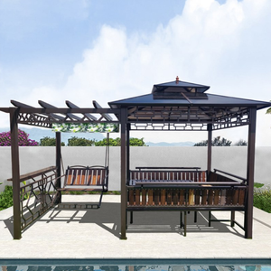 Pergola <span class=keywords><strong>en</strong></span> acier robuste, <span class=keywords><strong>abri</strong></span> d'ombrage extérieur pour <span class=keywords><strong>jardin</strong></span> commercial, restaurant - Product Image 6