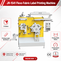 Machine d'impression d'étiquettes en tissu Flexo JR-1541, 5 couleurs, vitesse de 60 m/min, fabrication d'usine d'origine, CE, garantie 1 an