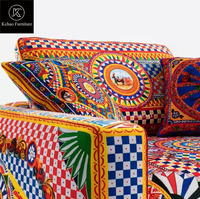 Ensemble Canapé Arabe Rouge 4 Places Multi-Tissus, Meuble Style Luxe Moyen-Orient, Canapé Majlis de Sol