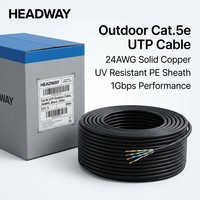 Câble Ethernet Cat5e extérieur 24AWG en cuivre massif, résistant à l'eau et aux UV, noir, câble réseau LAN PE, 305m en vrac