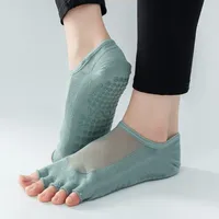 Yoga Open Women Mesh Chaussettes demi-orteils en silicone antidérapantes Pilates No-Show