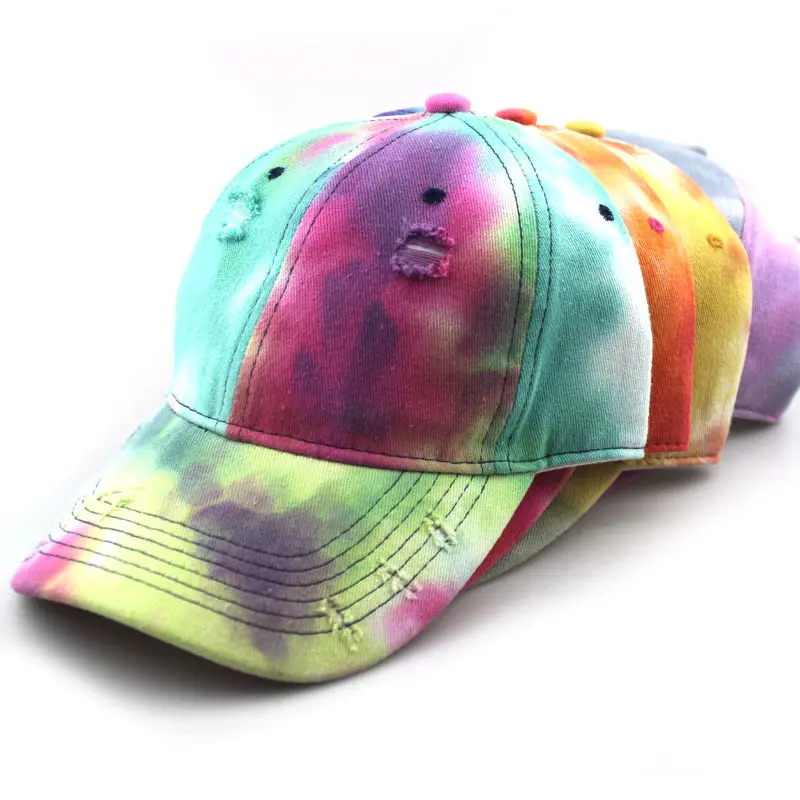 customized logo fashion gradient color cotton sport baseball cap Adjustable Twill dad hat men women Tie Dye Print Baseball Cap