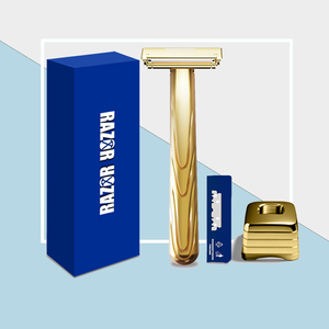 Afeitadora Spolo 21TS Glide Pro para Hombre, de Acero Inoxidable, con Soporte, Reutilizable, de Metal, con Doble Cuchilla y Cabezal Giratorio - Product Image 1