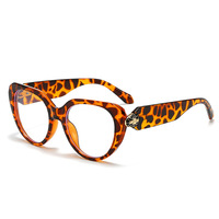 Nuevas gafas lisas de ojo de gato, decoración de cabeza de serpiente de Metal personalizada, gafas de moda, montura de PC, gafas de mujer