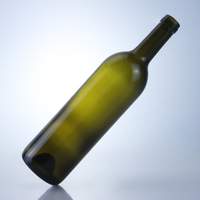 Bouteilles en verre de silex vert antique 700ml 750ml 1000ml pour le vin rouge de Bordeaux Fabricant chinois avec bouchon à fond surélevé en vente
