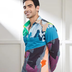 ARCO ABSTRACTO 100% Algodón Camisas casuales de verano Transpirable Servicio OEM - Product Image 1