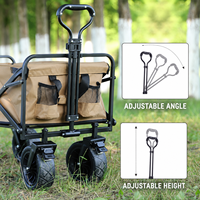 Chariot de camping pliable à ouverture latérale avec fonction siège, chariot utilitaire d'extérieur pour pique-nique, pêche et loisirs