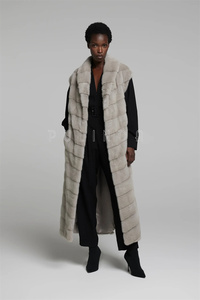 Gilet <span class=keywords><strong>in</strong></span> Pelliccia di <span class=keywords><strong>Visone</strong></span> Argento Blu a Lunghezza Intera, Lussuoso Gilet <span class=keywords><strong>in</strong></span> Pelliccia di <span class=keywords><strong>Visone</strong></span> Grigio Senza Maniche per Donna, Cappotto <span class=keywords><strong>in</strong></span> <span class=keywords><strong>Visone</strong></span> con Scollo a V per Interni Invernali - Product Image 2