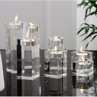 Support de bougie en cristal K9 vierge 5x5x10cm, décoration de table en cristal, support de bougie chauffe-plat 3D solide gravé au laser, vente en gros