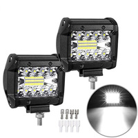 Barre lumineuse LED carrée de 4 pouces 60W 12V 24V 6000K, barre lumineuse de travail LED automobile avec faisceau spot et diffuseur
