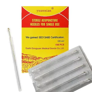 YUAN NIAN 100 PCS Sterile Disposable Acupuncture Needles Silver Handle Acupuncture Needle With Tube
