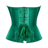 Corset bustier en velours vert sans bretelles, coupe cœur, avec volants, dos lacé, baleines en acier, grande taille, pour femme