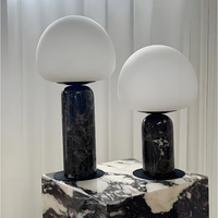 Lampe de table décorative de luxe en marbre naturel, design champignon en verre, pour villa, salon, chambre, bureau
