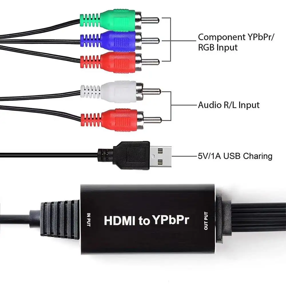 HDMI YPbPr + R/L 오디오 컨버터 케이블 2m 1080P