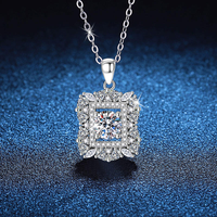 Collier scintillant certifié IGI, bijoux en argent sterling 925, moissanite, grand pendentif en forme de cube de sucre, colliers pour femmes
