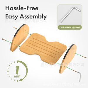 Bamboo Footrest Natural Wood Color Semicircular Office Use <b>Adjustable</b> <b>Footstool</b> - Product Image 4