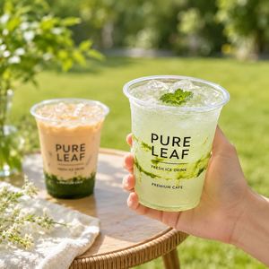Vasos Fríos Transparentes de PET Impresos Personalizados con Bolsas de Papel para Té, Café, Zumo, Cafetería, Restaurante, Embalaje para Llevar, Proveedor Mayorista - Product Image 1