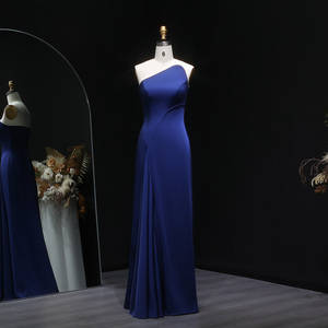 Sharon Said SF214 Elegante <span class=keywords><strong>Vestido</strong></span> de Noche <span class=keywords><strong>Azul</strong></span> <span class=keywords><strong>Oscuro</strong></span> Estilo Sirena, Simple, Sin Mangas, <span class=keywords><strong>para</strong></span> Mujer, <span class=keywords><strong>para</strong></span> Bodas y Fiestas - Product Image 1