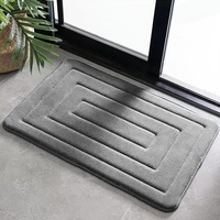 Tapis de bain moderne gris uni en polyester à mémoire de forme, écologique, antidérapant, absorbant, à motifs concentriques en relief, doux, lavable en machine
