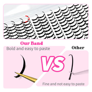 Faux cils 10-22 mm, bouquets individuels, bouclés, épais, bande noire, faciles à appliquer pour kits d'extension DIY - Product Image 1