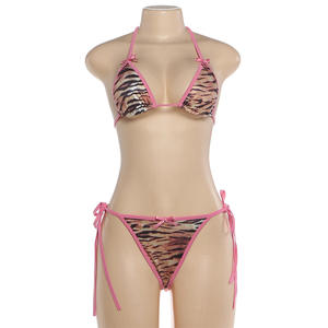 Viviblook Z0130ST02 Women Bikini Beach <b>Swimsuit</b> Set New Sexy Bikini Leopard Print Bra Tops <b>Thong</b> Two-Piece Set - Product Image 1
