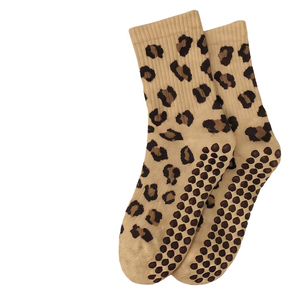 Wholesale Custom Print Pink Leopard Grip <b>Socks</b> – New Fashion Jacquard Embroidery Yoga Pilates <b>Socks</b> for Women Fitness - Product Image 1