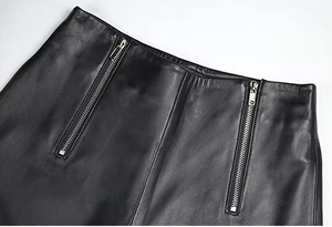 9601 l'alta qualità classica <span class=keywords><strong>donna</strong></span> <span class=keywords><strong>pantaloni</strong></span> larghi <span class=keywords><strong>neri</strong></span> in vera pelle di pecora <span class=keywords><strong>pantaloni</strong></span> di vera pelle per le donne - Product Image 6