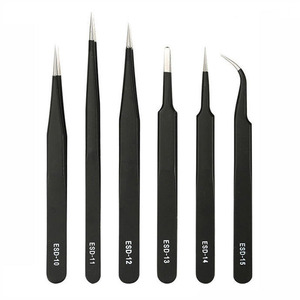 6 pièces pince à épiler de précision ESD acier inoxydable antistatique industriel composants électroniques entretien et pince antistatique - Product Image 1