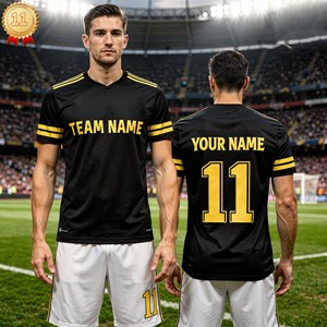 เสื้อฟุตบอลผู้ชาย OEM ผ้าโพลีเอสเตอร์ 100% แขนสั้น แห้งเร็ว ระบายอากาศดี ชุดฝึกซ้อม ชุดกีฬาแบบกำหนดเองได้ F00 - Product Image 6