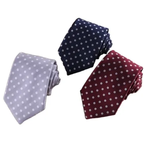 Wholesale tie polka dot polyester woven fabric ties mens ready fashion ties