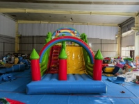 Toboggan Gonflable Double Commercial Arc-en-ciel Écologique 0,55 mm en PVC pour Extérieur, Toboggan Rebondissant pour Parc d'Attractions et Location de Fêtes Foraines