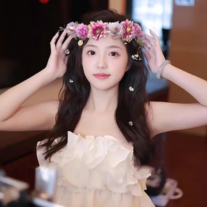 C1146 Serre-tête floral féerique style <span class=keywords><strong>forêt</strong></span>, guirlande <span class=keywords><strong>de</strong></span> fleurs artificielles, pour mariage, printemps, <span class=keywords><strong>été</strong></span>, voyage, <span class=keywords><strong>photo</strong></span> - Product Image 3