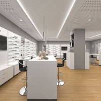 Présentoir de magasin de lunettes modernes Présentoir mural en bois pour lunettes Optical Shop Interior Design