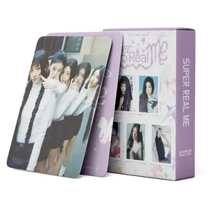 55Pcs/Set KPOP ILLIT SUPER REAL ME Photocards Album Postcard MINJU MOKA I ROHA YUNAH WONHEE Boxed Lomo Cards Fans Collect Gift