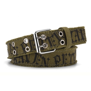Fashion Double Grommets <strong>Web</strong> Belts Double Hole Casual Unisex Custom Canvas Belt Letters Printed Canvas Belt for <strong>Young</strong> Boys Girls - Product Image 6