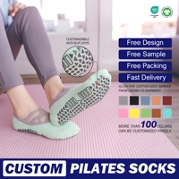 Sports Yoga & Pilates Chaussettes respirantes en coton Lacets entrecroisés Conception de jambes courtes antidérapantes Propriétés absorbant la sueur Fond de logo