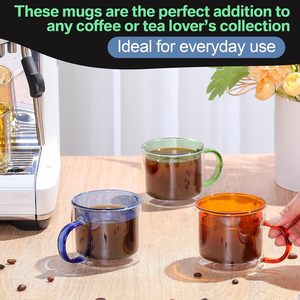 Household Cylindrical Borsilicate Colored Glass <b>Double</b> <b>Wall</b> Heat-resistant 250ml BPA Free Dishwasher Safe Coffee <b>Mug</b> - Product Image 2