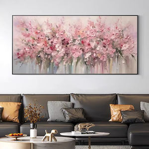 Nuovo Dipinto a Olio Astratto di Fiori di Ciliegio su Tela, Pittura con Texture Rosa, Arte Floreale Moderna per Soggiorno, Grande Decorazione Murale - Product Image 3