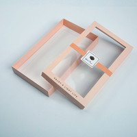 Boîte pliante en carton avec fenêtre en PVC, impression de logo personnalisée, gaufrage, lamination mate, pour emballage de foulards, chaussettes, sous-vêtements