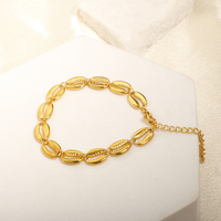 Bracelet Bohème Tendance Style Océan en Acier Inoxydable Plaqué Or 18K PVD avec Breloque Coquillage Creux Géométrique