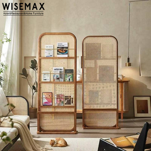 Écran de séparation en rotin et bois massif de style japonais moderne WISEMAX FURNITURE, étagère artistique, séparation d'entrée pour hôtel, bureau, villa - Product Image 4